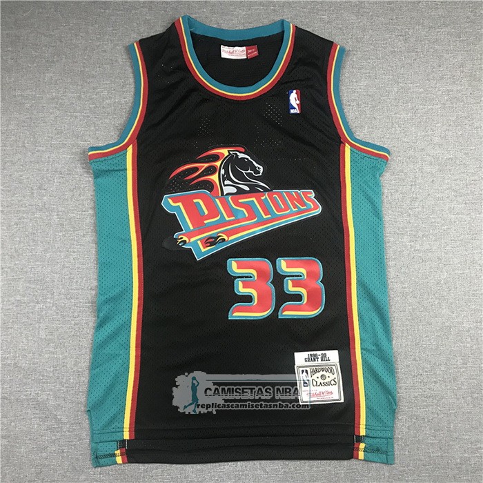 Camiseta Detroit Pistons Grant Hill Mitchell & Ness 1998-99 Negro
